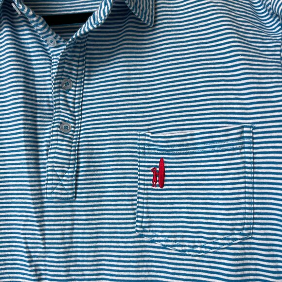 Johnnie-O Blue White Striped Polo Shirt Size L - Picture 3 of 6
